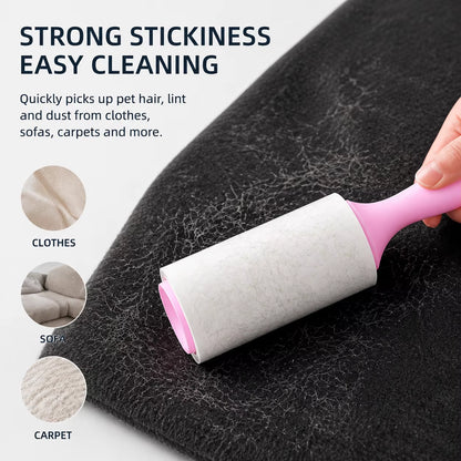 OEM Custom Packaging Reusable Pet Hair Remover Lint Roller with Plastic Handle Tearable Sticky Roller for Clothes Sofa Cleaning