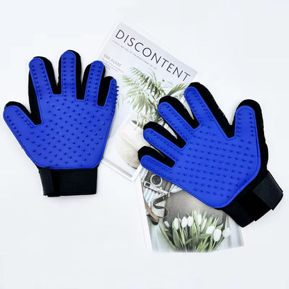 Pet-Petting Gloves Soft Rubber Deshedding Hair Removal Tool for Cat & Dog Grooming Massage