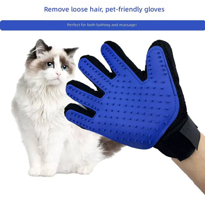 Pet-Petting Gloves Soft Rubber Deshedding Hair Removal Tool for Cat & Dog Grooming Massage