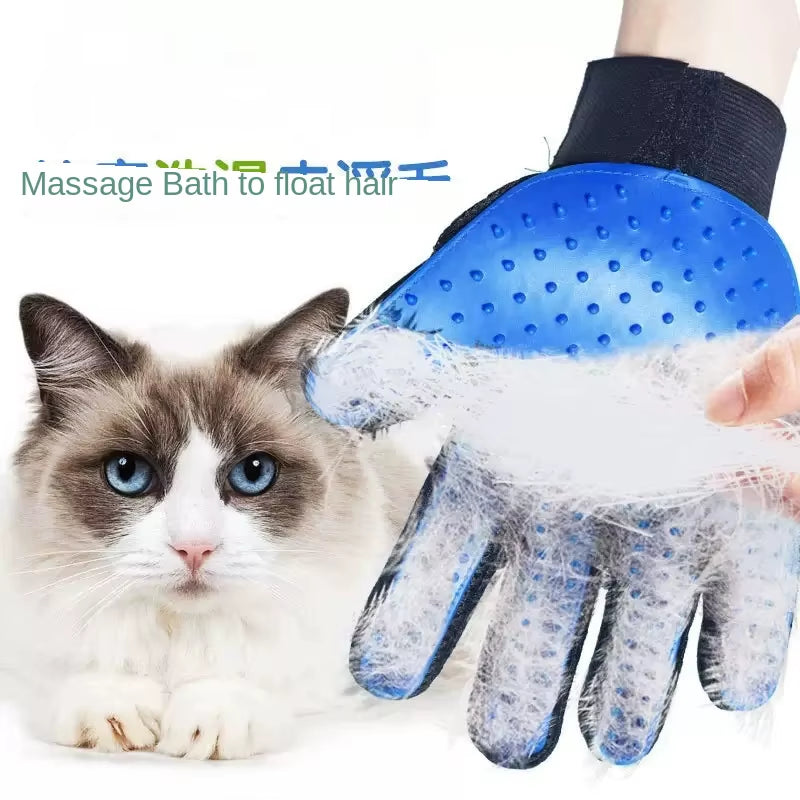 Pet-Petting Gloves Soft Rubber Deshedding Hair Removal Tool for Cat & Dog Grooming Massage