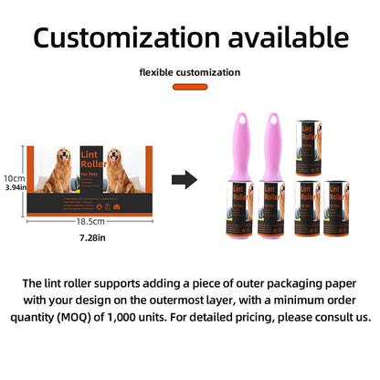 OEM Custom Packaging Reusable Pet Hair Remover Lint Roller with Plastic Handle Tearable Sticky Roller for Clothes Sofa Cleaning