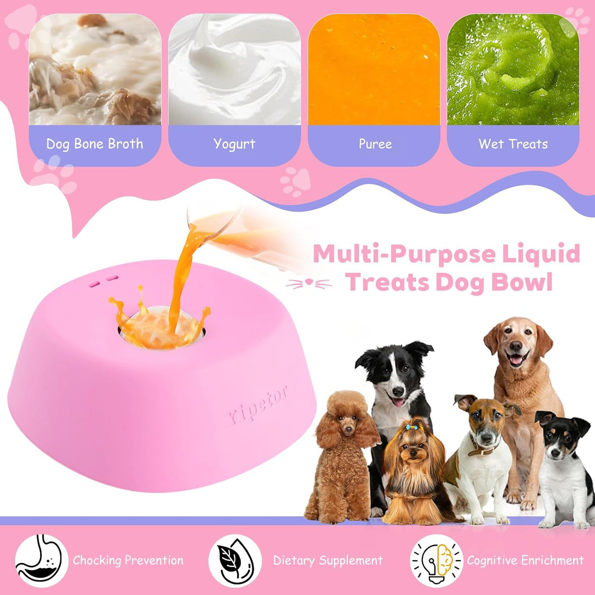 Dog Lick Bowl, Rolled Ball-In Slow Feeder Enrichment Puzzle Toys