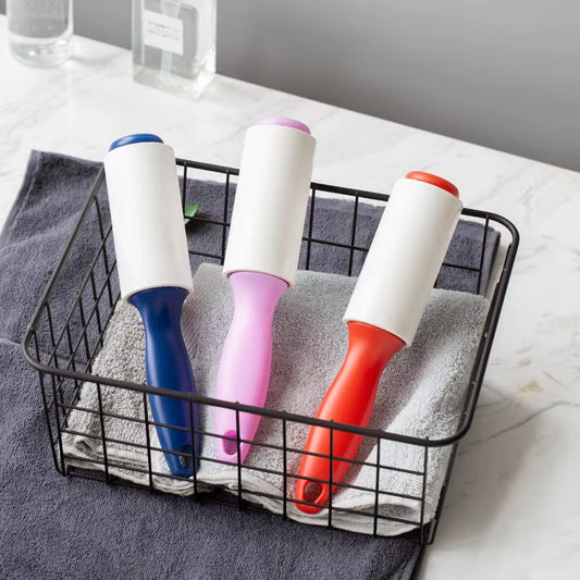 OEM Custom Packaging Reusable Pet Hair Remover Lint Roller with Plastic Handle Tearable Sticky Roller for Clothes Sofa Cleaning