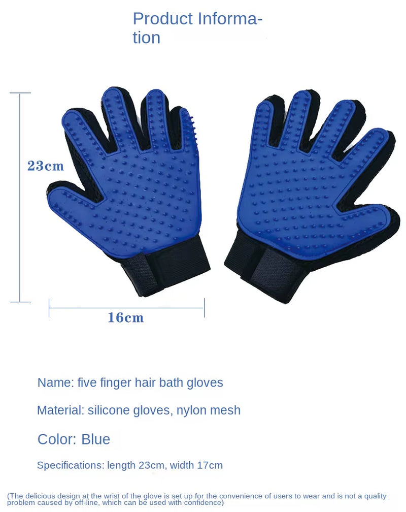 Pet-Petting Gloves Soft Rubber Deshedding Hair Removal Tool for Cat & Dog Grooming Massage